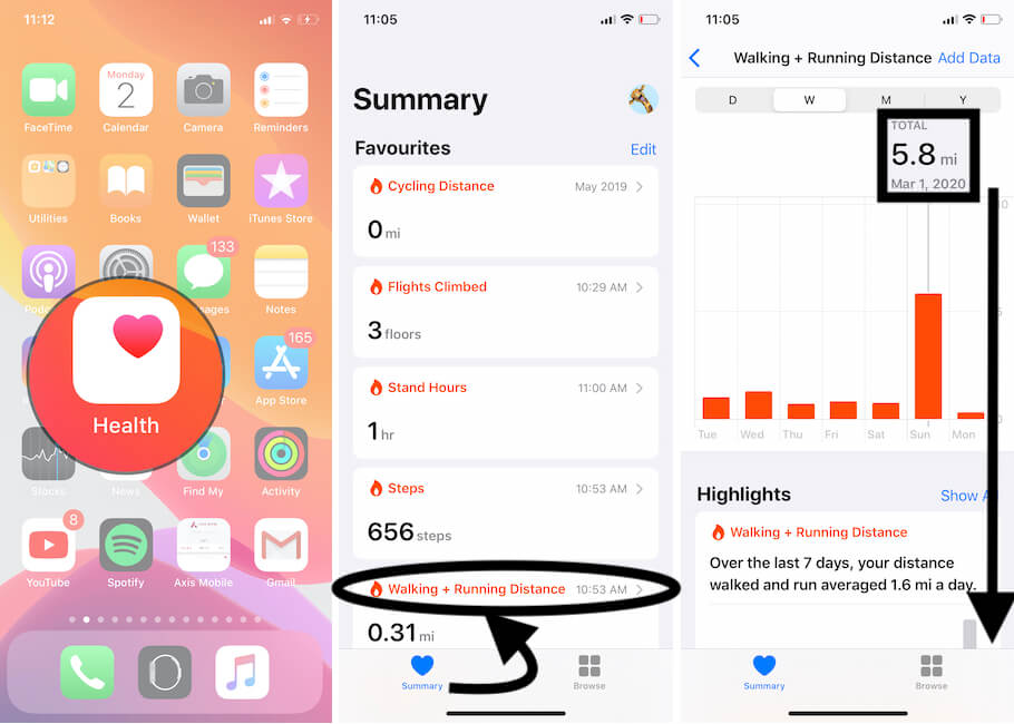 Convert Miles to Kilometers on Health app iPhone