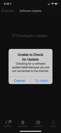 Unable to Check for Update WatchOS on iPhone Apple Watch