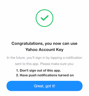 Yahoo mail Account Key Setup down