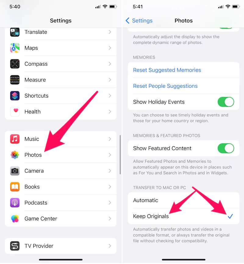 click-on-photos-in-settings-app-and-choose-keep-originals-under-the-transfer-to-mac-or-pc-section-on-iphone