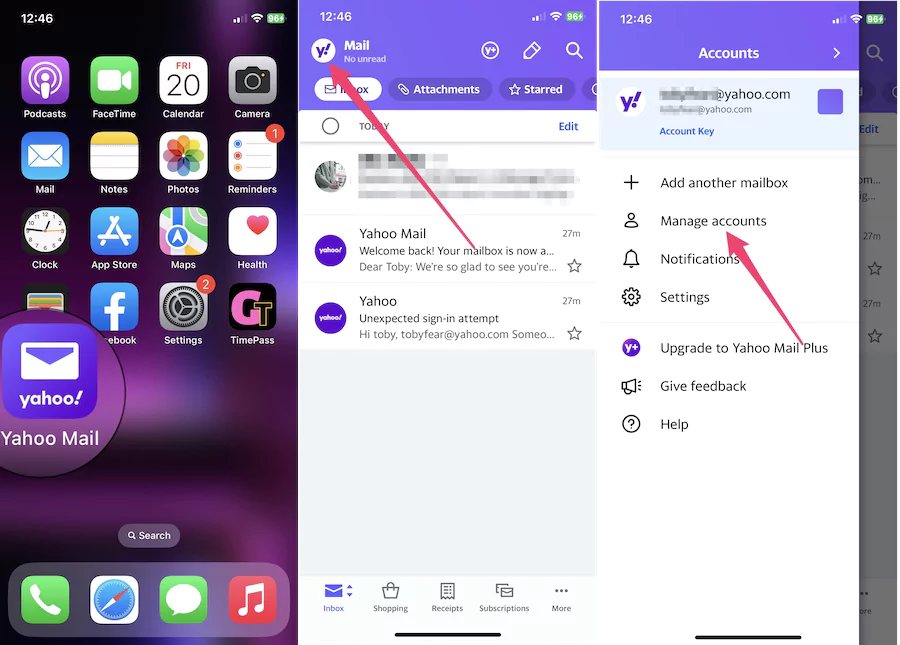 open-yahoo-mail-app-click-on-profile-and-click-on-manage-accounts