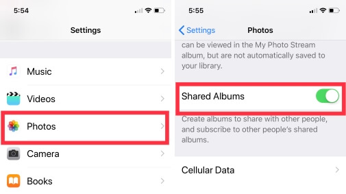 1 Enable Shared Album in iOS 12 on iPhone