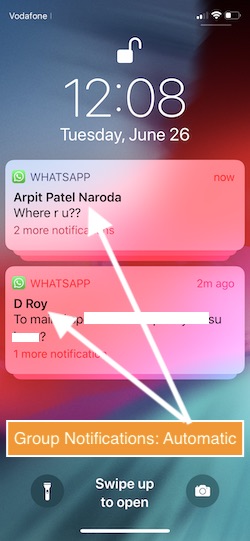 1 Group notification by Automatic in iOS 12