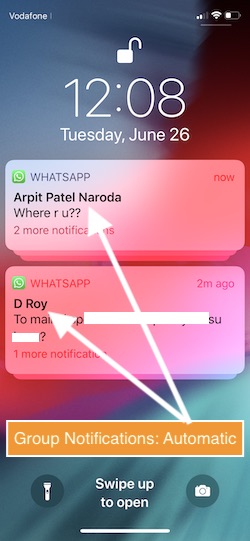1 Групповое уведомление автоматически в iOS 12