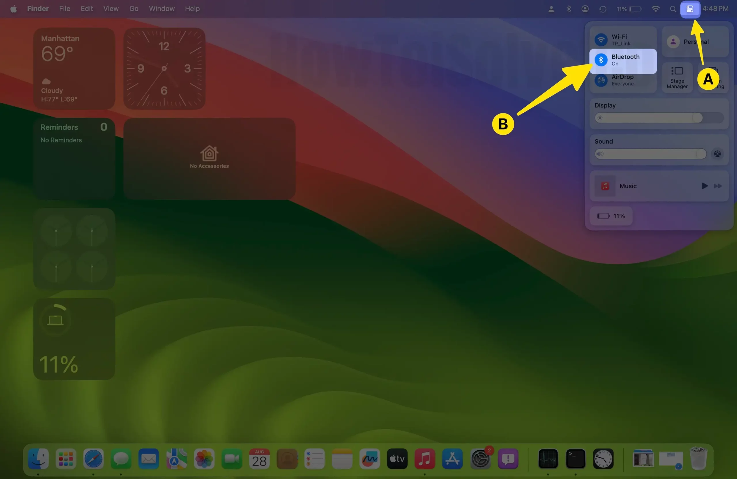 Open Bluetooth from control center on Mac