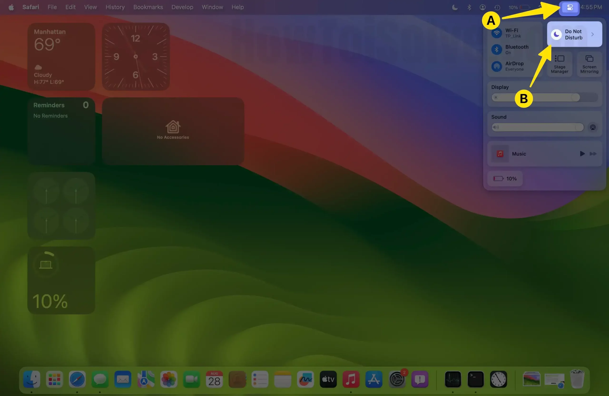 Open Control Center on Mac