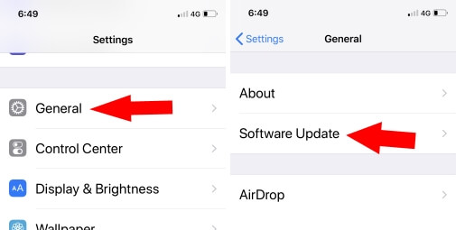 1 Software Update Settings on iPhone