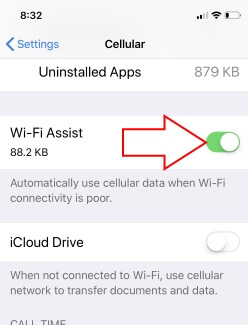1 Turn on WiFi Assist on iPhone for fix WiFi issues