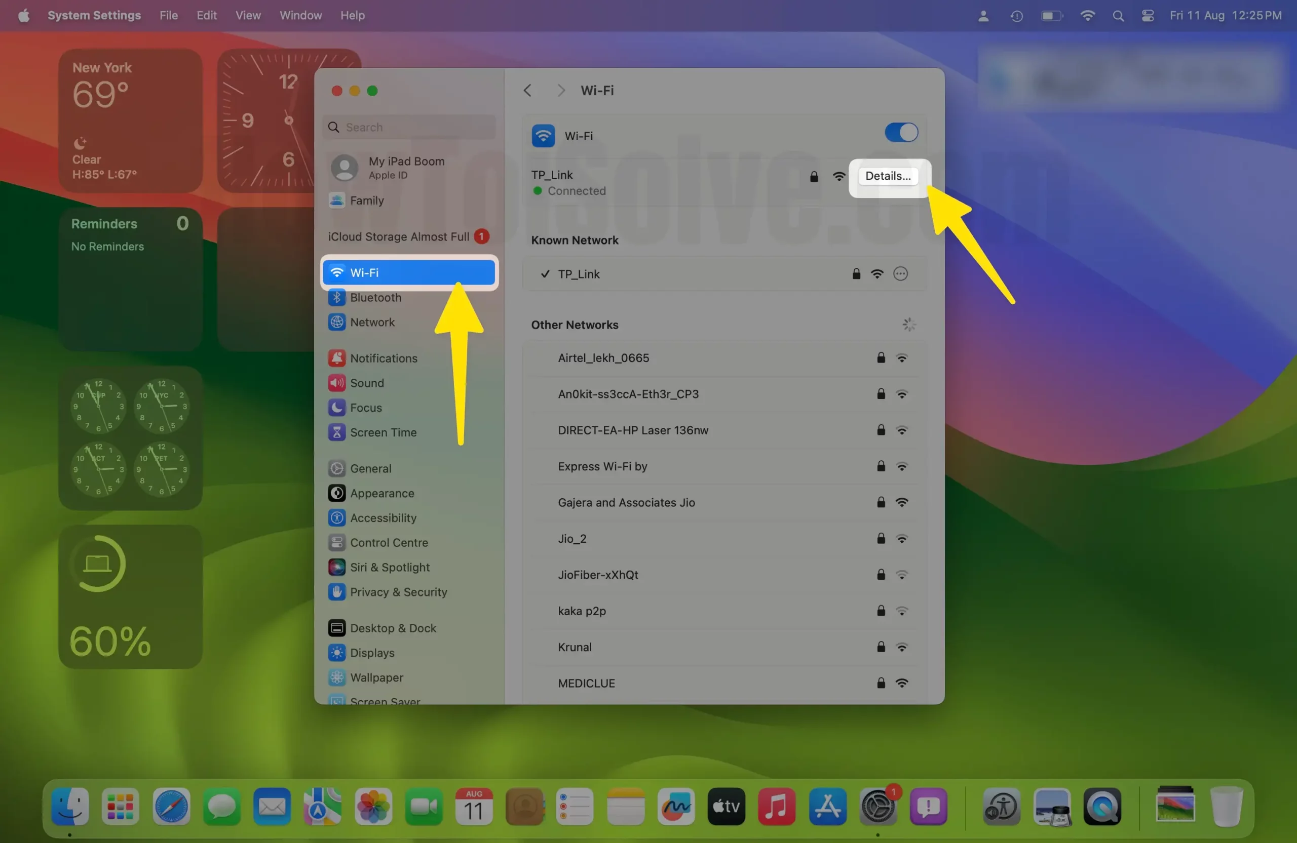 Open WiFi Settings on Mac