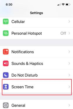 2 Screen Time settings for Restrictions in iOS 12