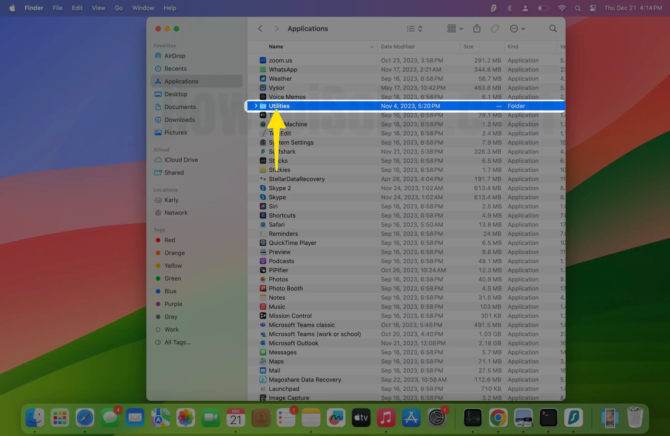 Click on Utilities on Mac