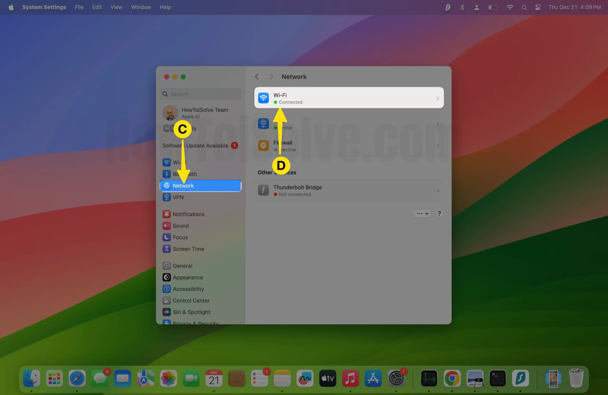 Select Network Tap on Wi-Fi on Mac
