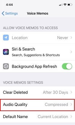 3 Audio Quality Option in Voice Memo in iOS 12 on iPhone and iPad