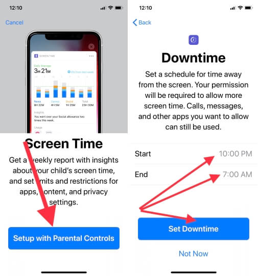 4 Setup With parental control and Set Downtime on iPhone screen Time in iOS 12