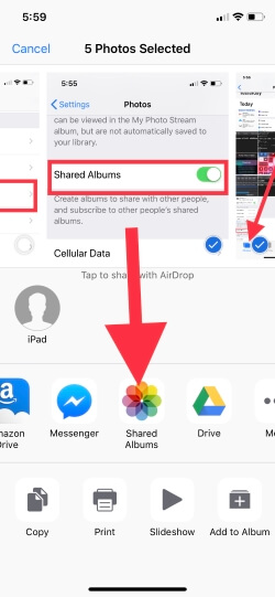 4 Share Album option in photos app sharing