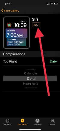 5 Добавьте новое лицо на Apple Watch с iPhone