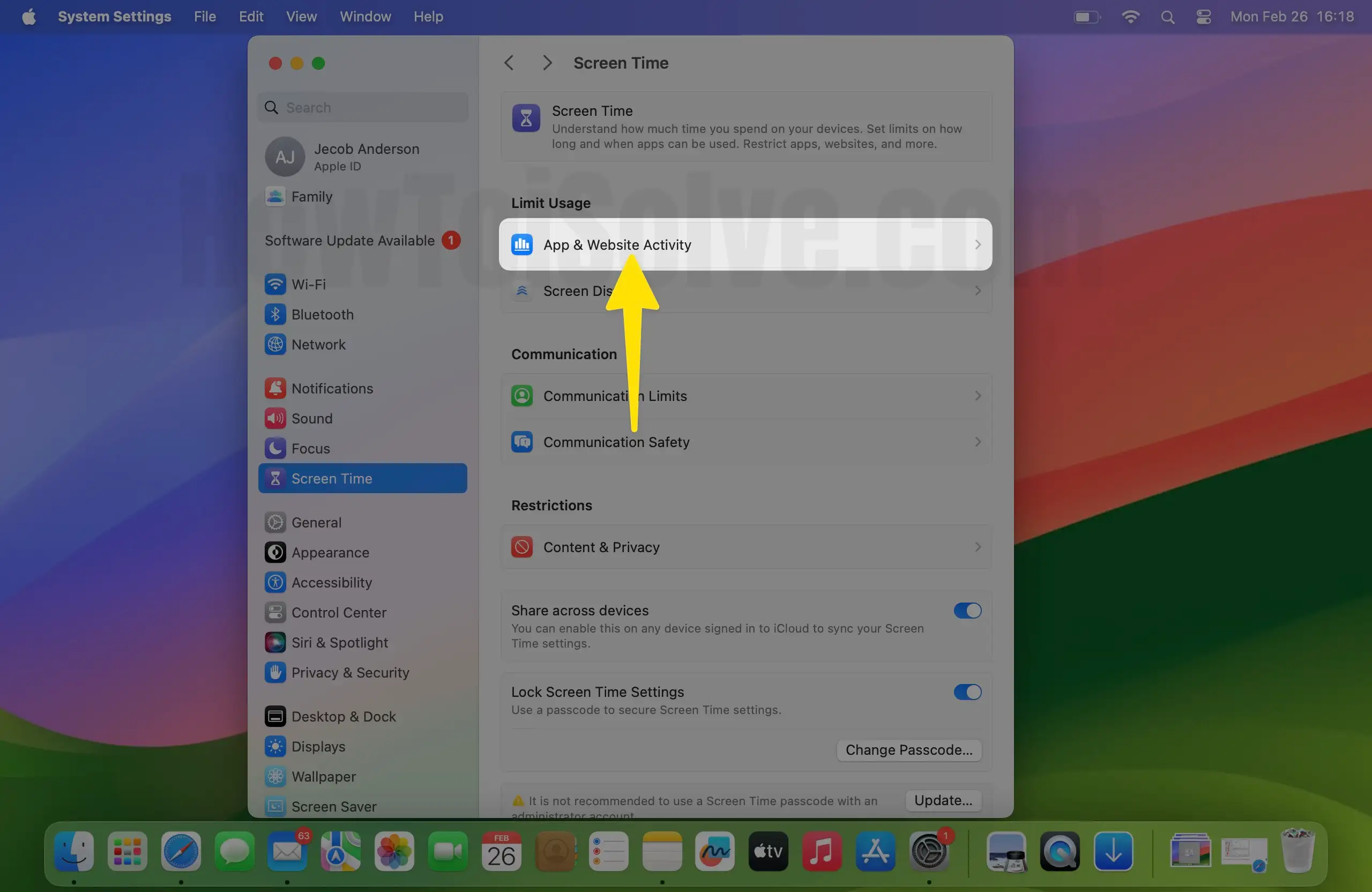 Click App & Website Activity on mac