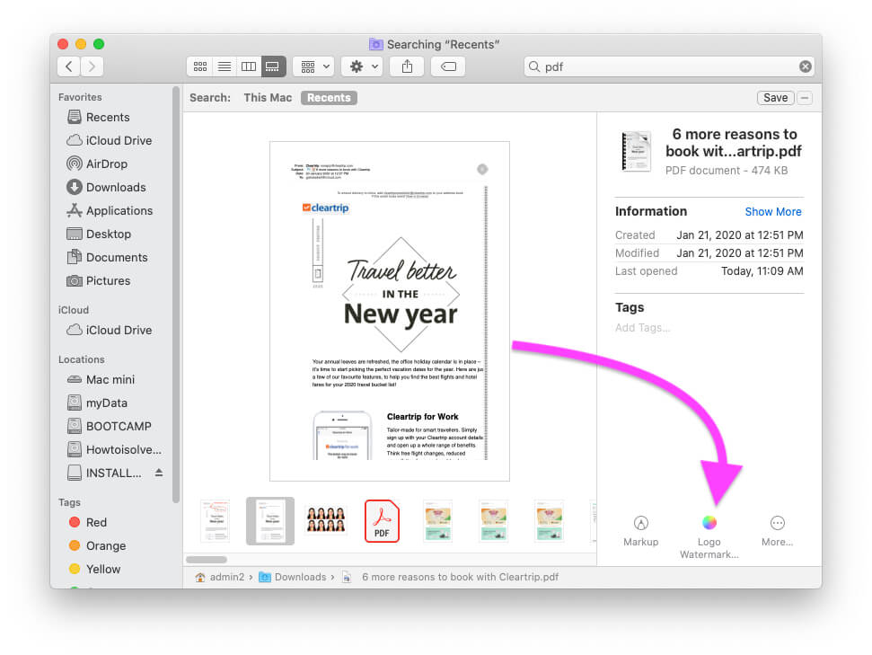 Apply Watermark to PDF file from Finder
