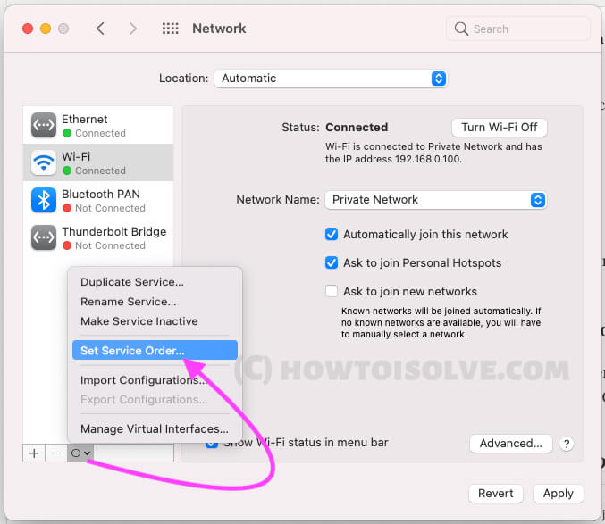 Change Network Service Order on Mac
