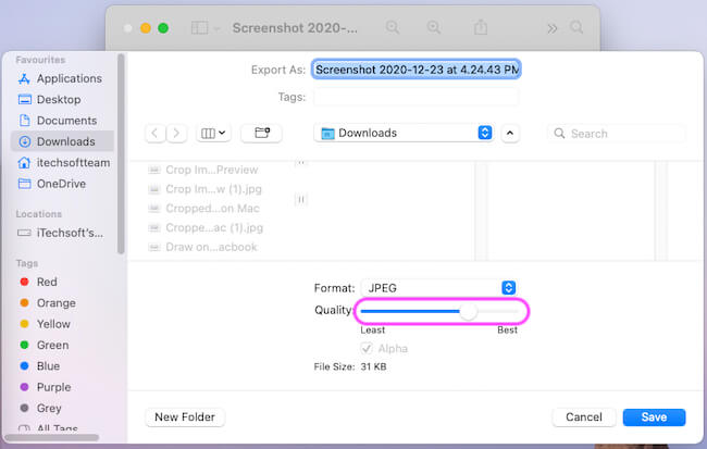Change Screenshot picture quality on MacBook and Mac