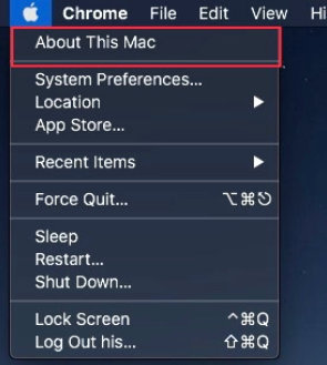 Click on About This Mac