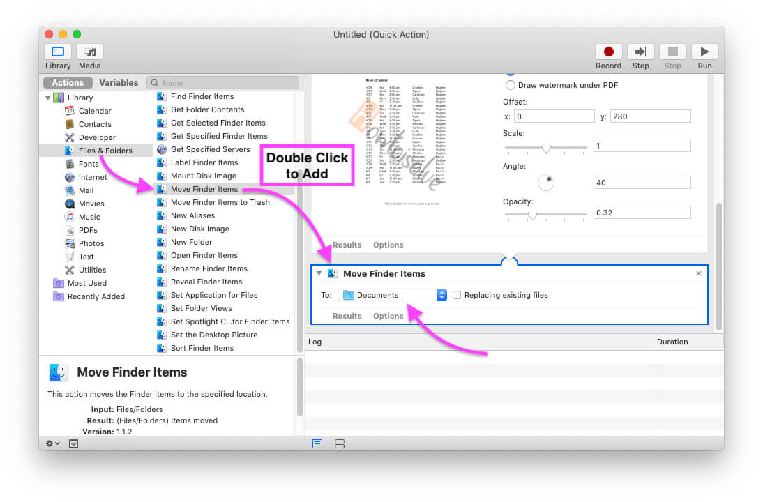 Move Finder item to Automator on MacBook mac (1)