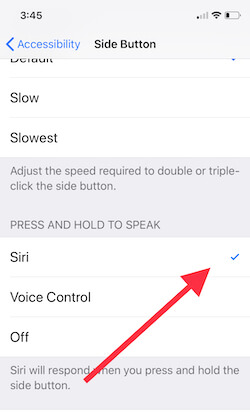 Site Button or Home button Press and Hold to Speak Siri