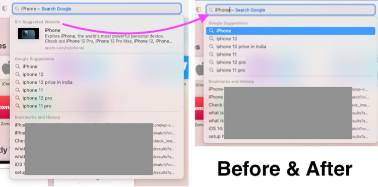Turn off Include safari suggestions on Mac Safari Browser