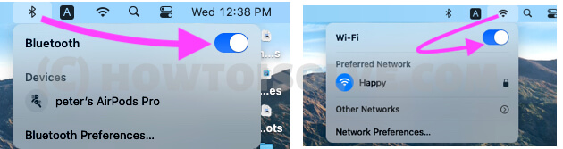 Turn on Bluetooth and WiFi from Top Mac menu or System Preferences