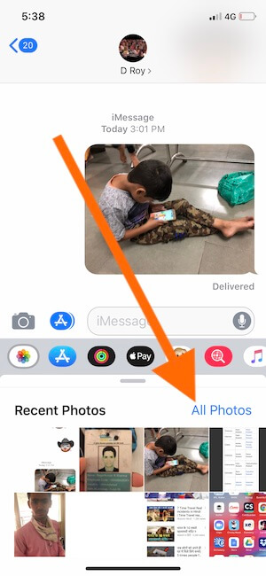 3 Access all photos or Camera from Messages app in iOS 12