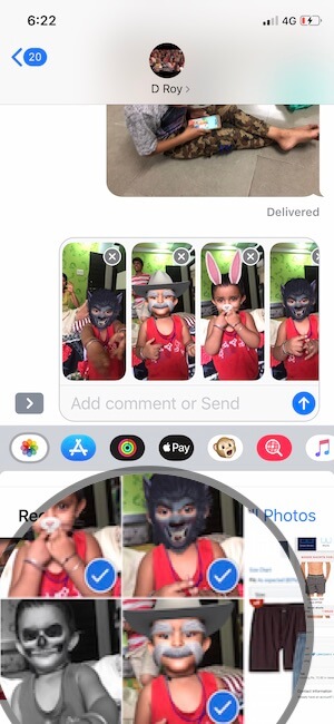 5 Select Multiple photos and send in Message app