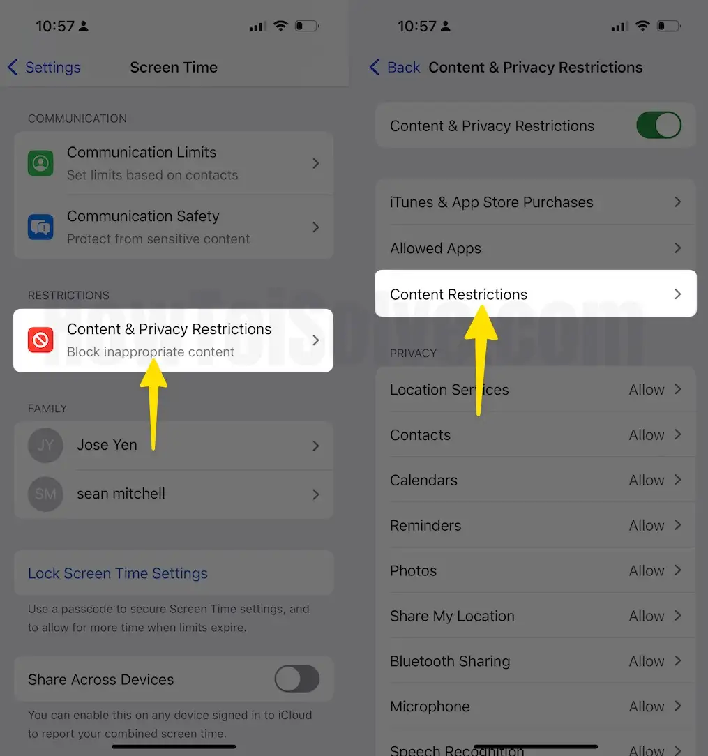 Click content & privacy restrictions tap on content restrictions on iphone