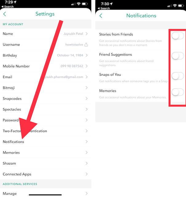 1 Snapchat Notification Settings on iPhone and iPad