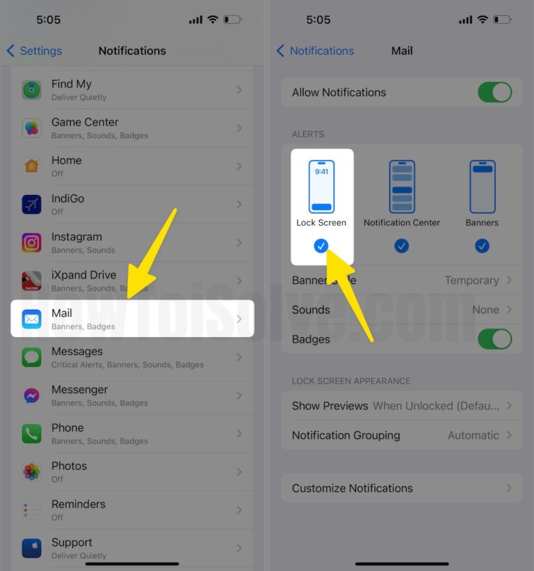ios mail notifications not showing on lock screen