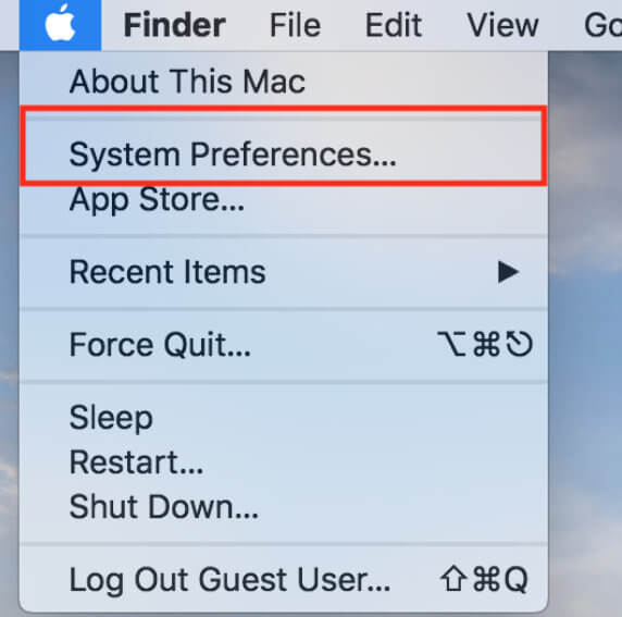 Click on System Preferences on your Mac top menu bar