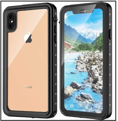 Richu iPhone XS Max case, IP68 Waterproof case Full-Body Rugged Clear Bumper Case with Built-in Screen Protector