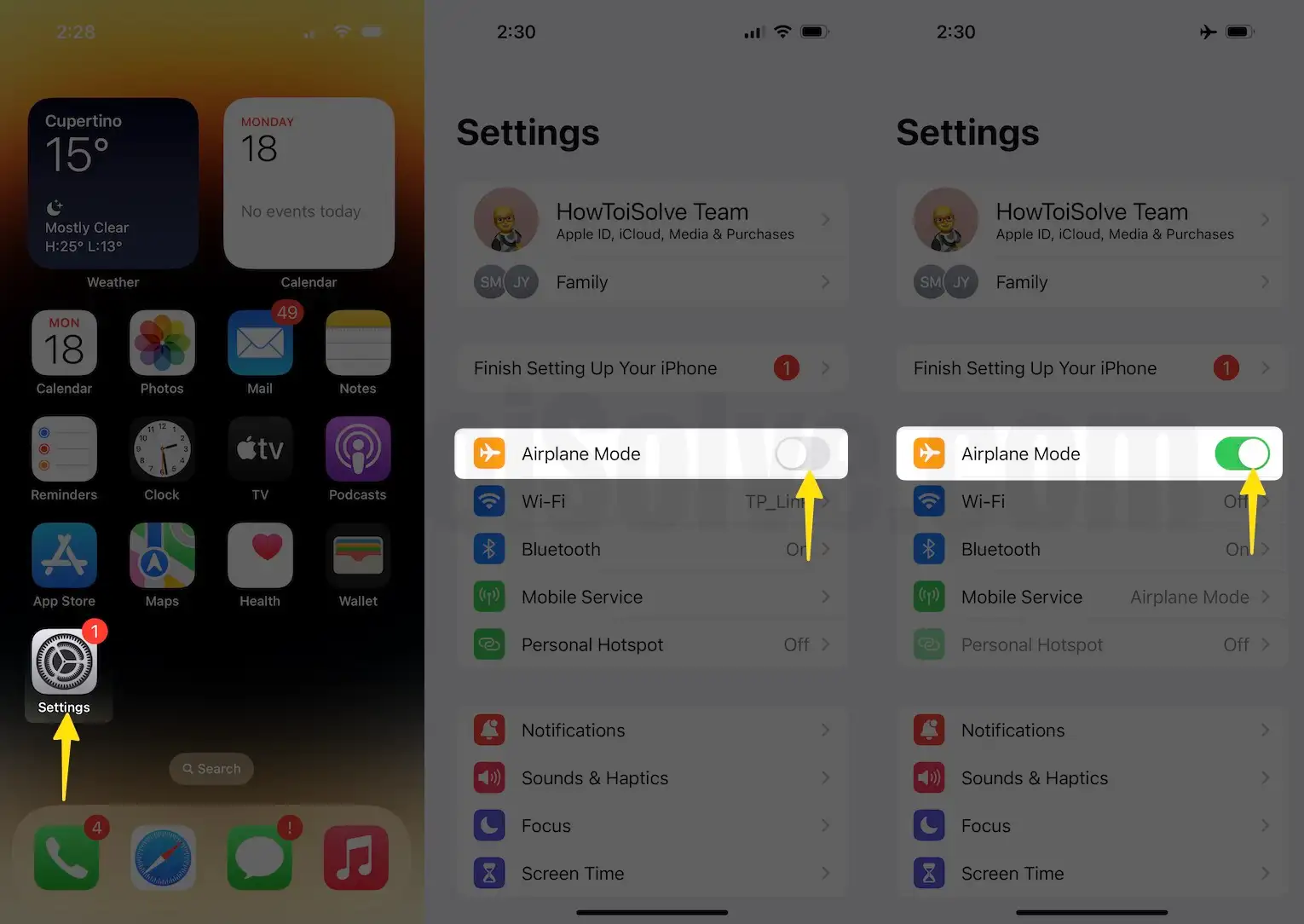 Enable Airplane Mode On iPhone