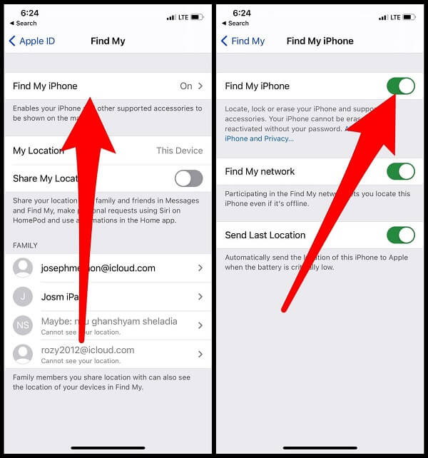 Enable Find My iPhone on iPhone settings for apple watch (1)