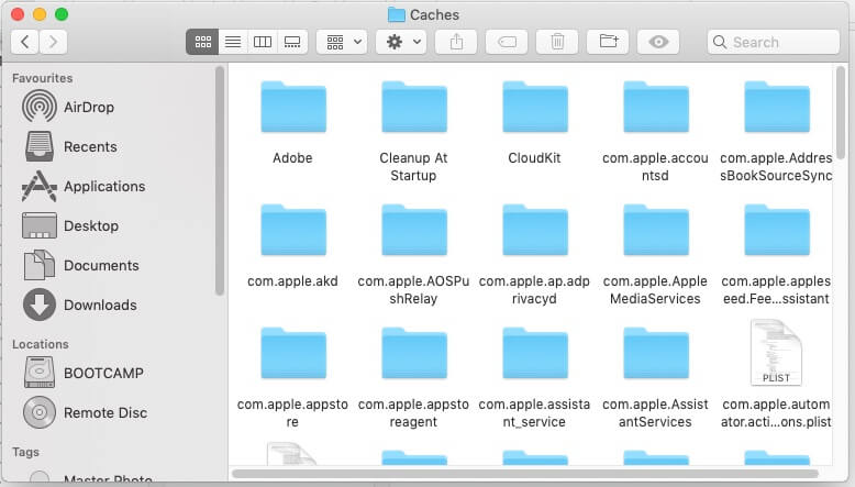 List of Cache folder for Safari