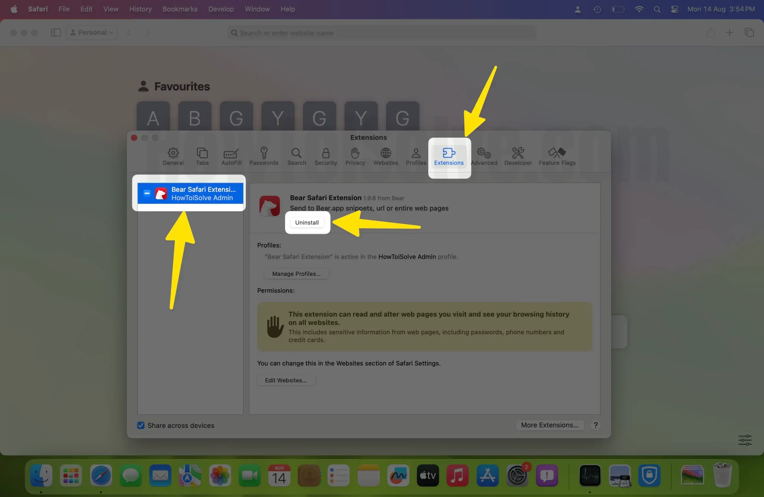 Uninstall Safari Extension on Mac