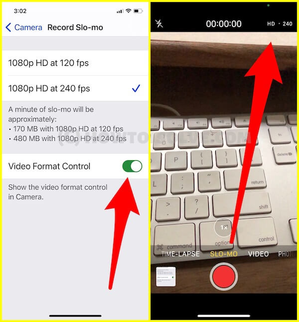 Change Slow Motion Video Camera Resolution on Camera app