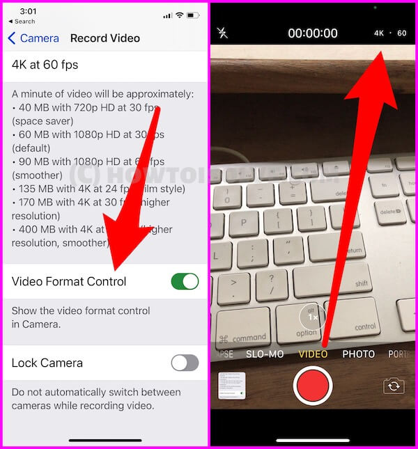 Change Video Camera Resolution from Camera by Single Tap