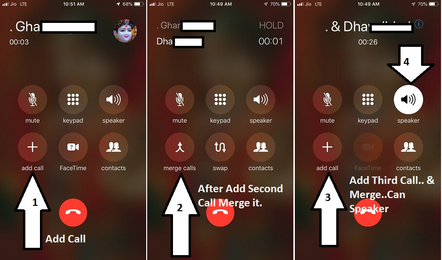 Make Conference Call between Three iPhone then Add and