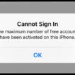 cannot sign in Showing Maximum number of free accounts have been activated on iPhone