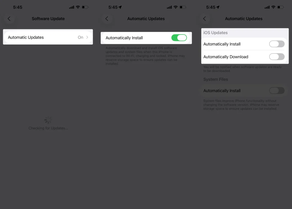 iOS Updates Automatically Install Automatically Download