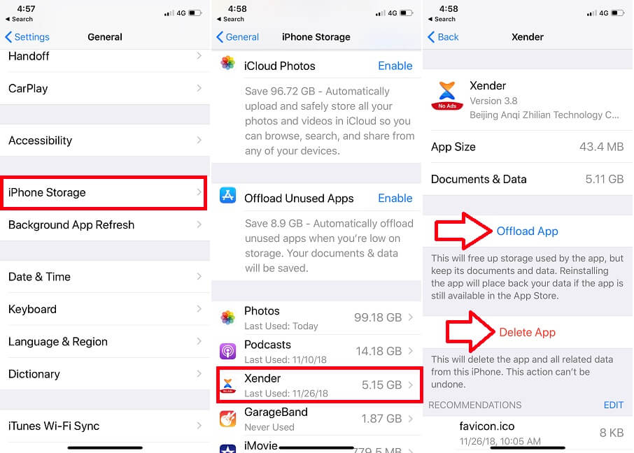 Delete app or Offload app on iPhone and ipad