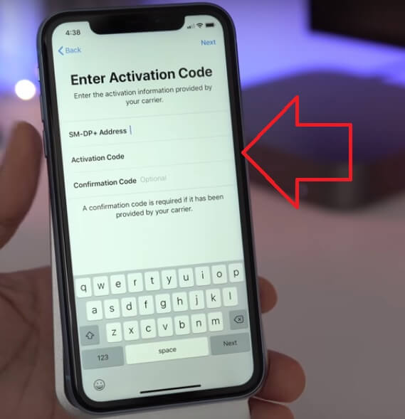 Enter Activation Code and Details on iPhone XS Max iPhone XS and iPhone XR