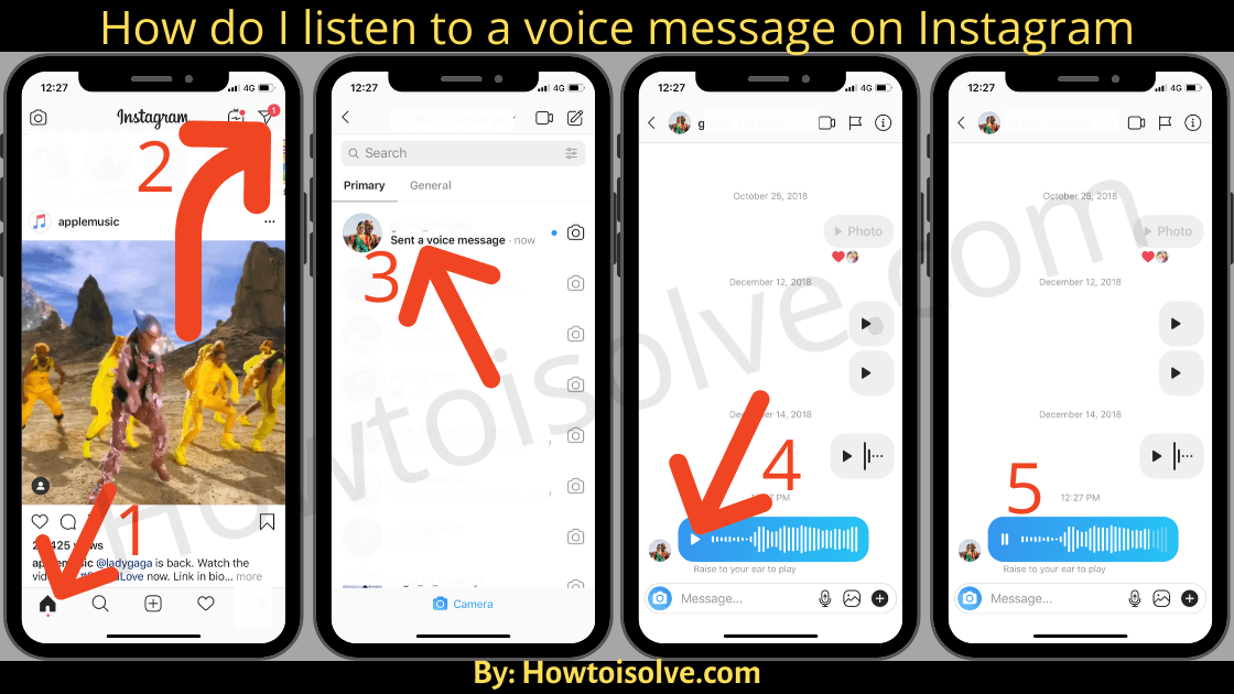 How do I listen to a voice message on Instagram iOS
