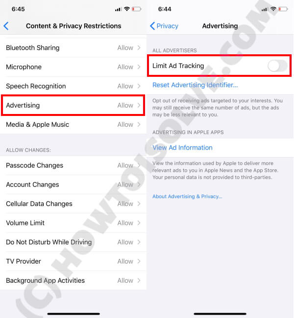 Limit Ad Tracking on iPhone 