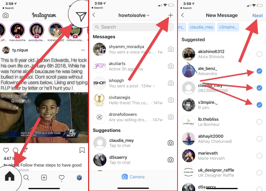 Make a New Group chat on Instagram iPhone
